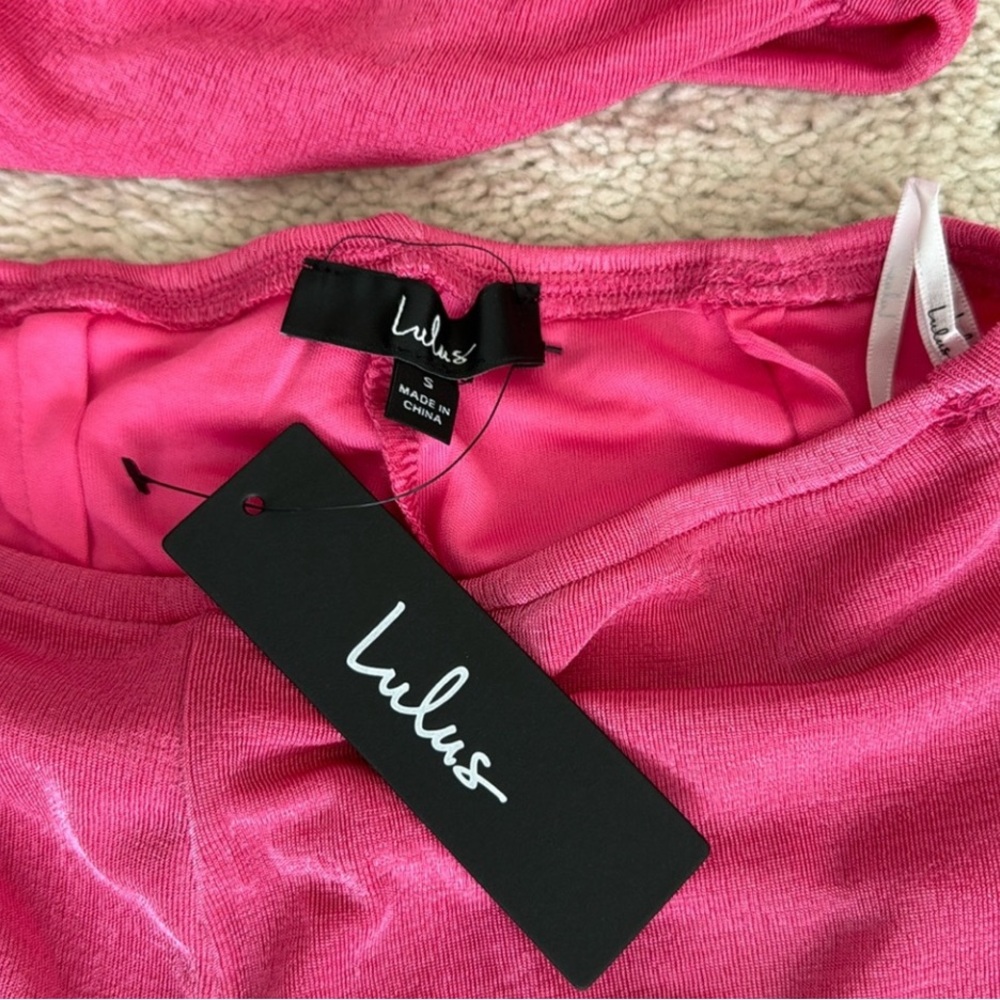 NEW Lulus Hot Pink Cutout Wide-Leg Jumpsuit - Picture 4 of 8